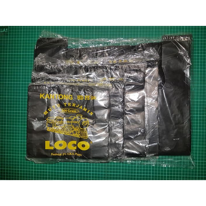 Jual KANTONG  PLASTIK  HD LOCO TEBAL HITAM KEMASAN  500GRAM 