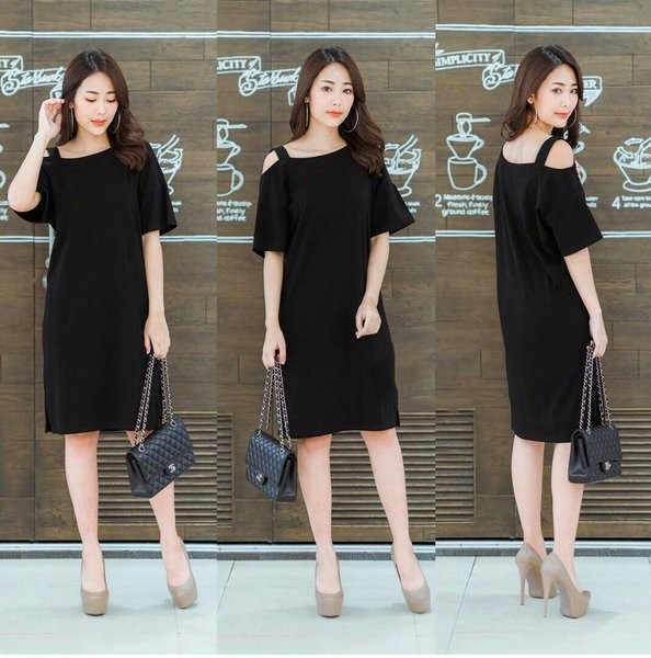 Jual f2sq 287 dress one shoulder hitam sabrina tali sexy rok pendek simple - Kota Bandung - zianstore77 | Tokopedia