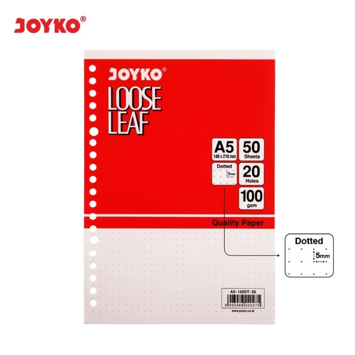 Jual KERTAS FILE/LOOSE LEAF A5 merk JOYKO isi 50-DOTTED