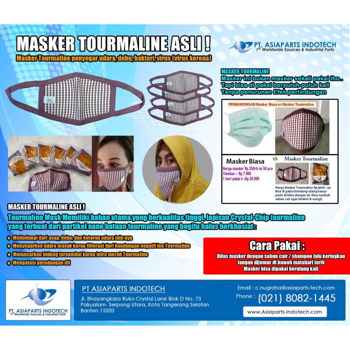 Jual MASKER TOURMALINE ASLI ! - Kota Tangerang Selatan - Asiaparts P Three  | Tokopedia