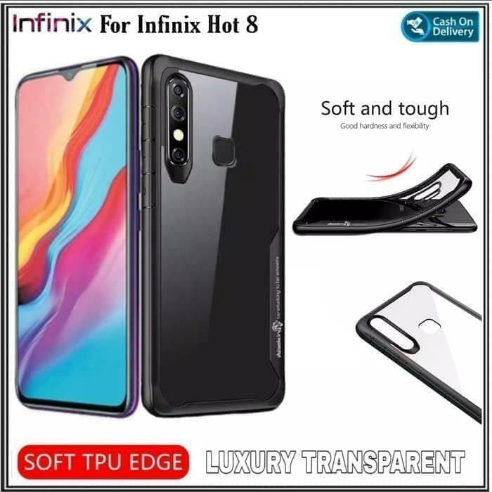 Jual Case Infinix Hot 8 2019 Hard Soft TPU Transparan Acrylic Casing