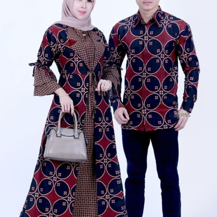 Foto Produk Baju couple dress gamis jazy jumbo ld 120 batik sarimbit kemeja pria dari TABASAMA