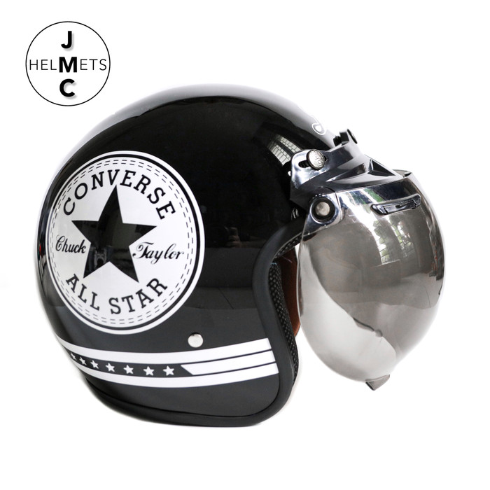 Foto Produk Helm Bogo Retro JMC Motif Converse Putih Hitam SNI - Kaca Bogo Biasa dari JMC Helmet