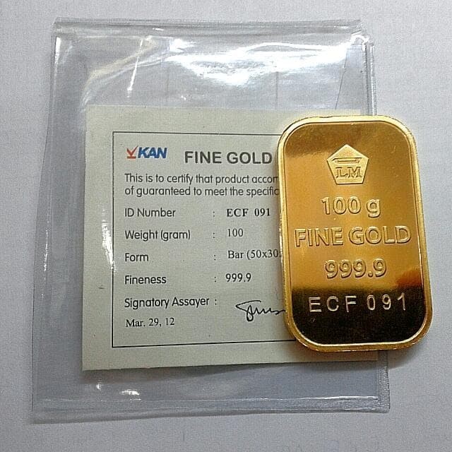 Jual Logam Mulia Antam 100 Gram Emas Antam Lm 24k Gold Bar Fine Gold 999 9 Kota Yogyakarta Hakabe Gold Jewelery Tokopedia