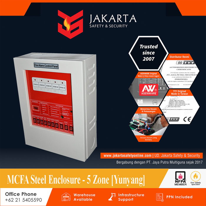 Jual MCFA/FACP KONVENSIONAL FIRE ALARM CONTROL PANEL KEBAKARAN 5 ZONE