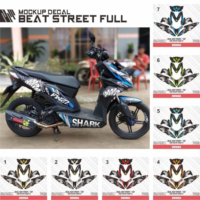 Jual DECAL STIKER MOTOR  HONDA BEAT  ESP  BEAT  STREET SHARK 