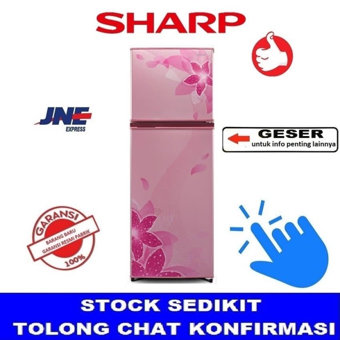 Jual SHARP Kulkas  2 Pintu SJ 316ND FP Pink rak  kaca  