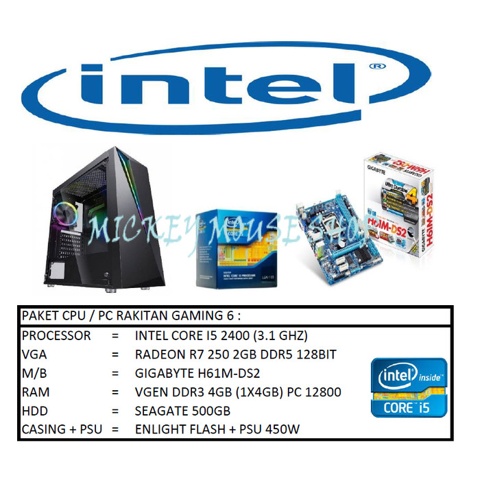 Jual PAKET CPU PC RAKITAN GAMING 6 INTEL I5 2400 3.2GHZ 