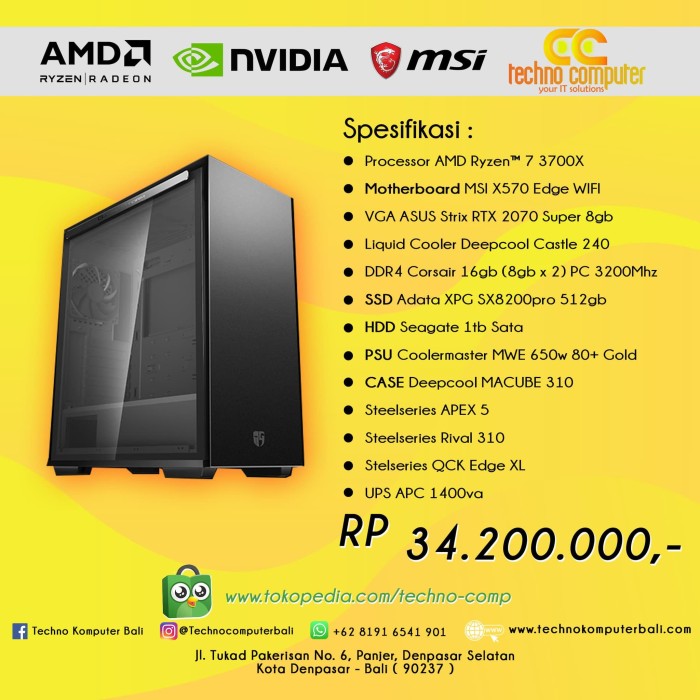 Jual PAket PC Gaming Multimedia Rendering AMD Ryzen 7 
