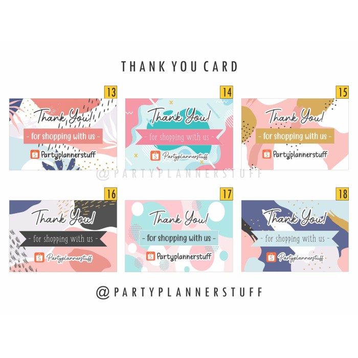 Jual Kartu Ucapan Terima Kasih Olshop Thank You Card Online Shop Paket Yogyakarta Party Planner Stuff Tokopedia