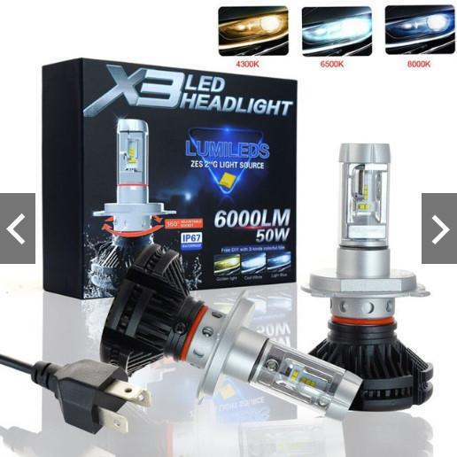 Jual LED  X3 Lumileds ZES H4 Hi Lo 3  Warna  Untuk lampu 