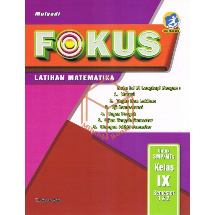 Jual FOKUS SMP MTS KELAS 9 SEMESTER 1 2 LATIHAN MATEMATIKA Kota Surabaya Mihrab Books