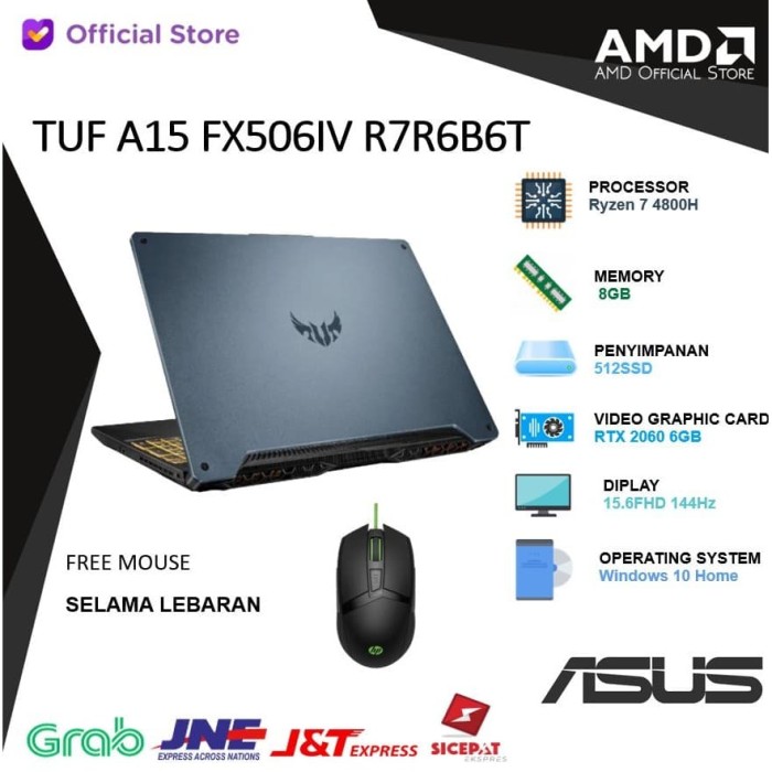 Promo Asus TUF A15 FX506IV R7R6B6T Ryzen 7 4800H 8GB 