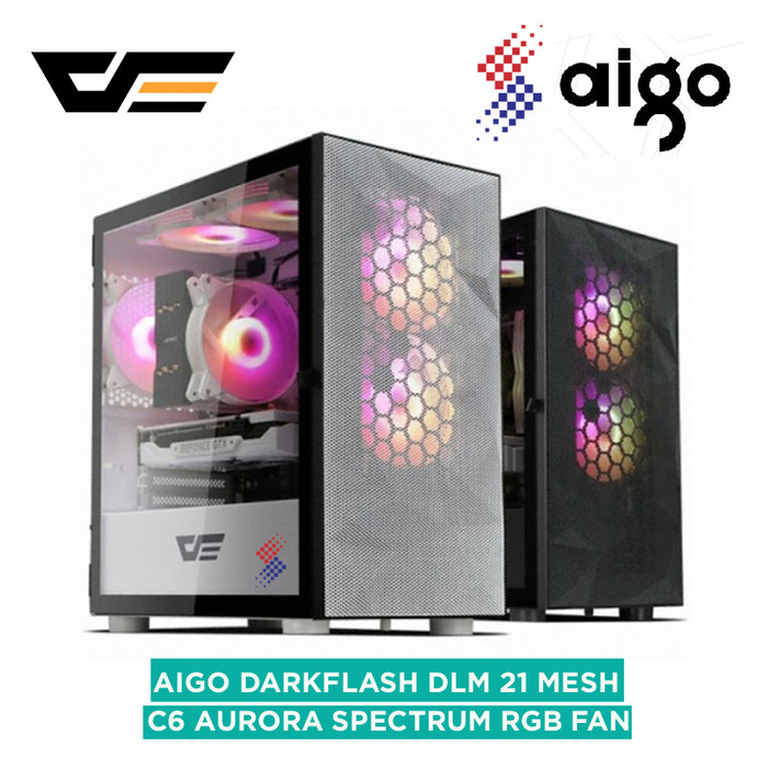 Jual AIGO DLM21 MESH BLACK / WHITE DARKFLASH MATX - Kota