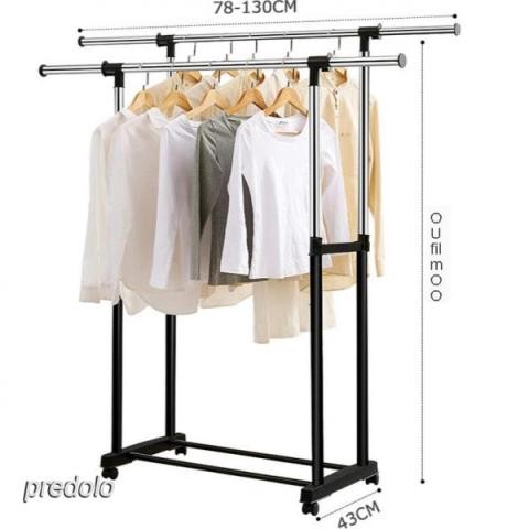 Jual 2 In 1 Coat Rack Rolling Closet Organizer Garment Rack Extendable Jakarta Pusat Wazzupstore Tokopedia