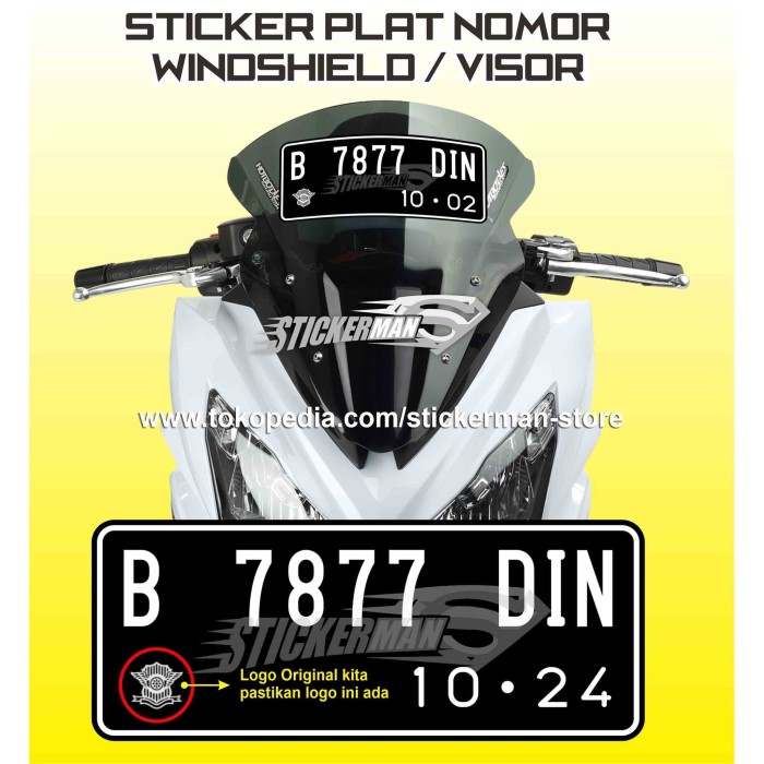 Jual STIKER  PLAT NOMOR UNTUK WINDSHIELD VISOR MOTOR  