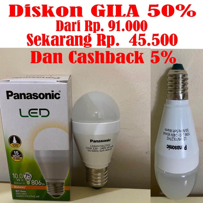 Jual Lampu  Panasonic  LED  Bohlam 10  W  Watt  10W 10Watt 