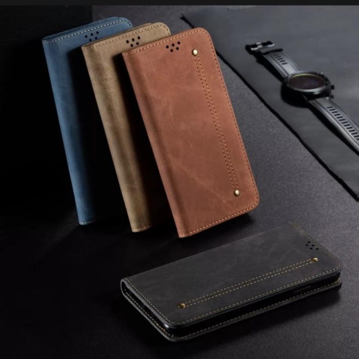 Foto Produk Flip REALME NARZO ORIGINAL Cover Case Retro Jeans kulit Denim dari Dunia Acesories phone