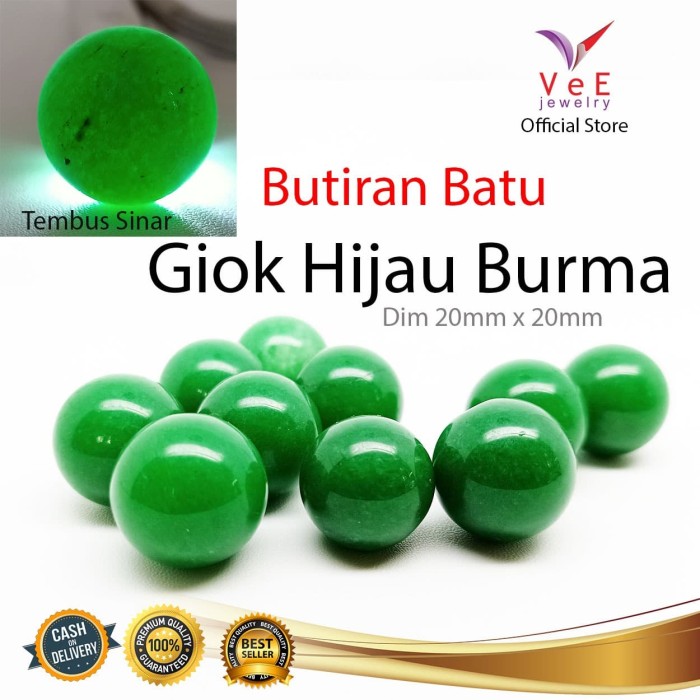 Promo Butiran Batu Giok Burma Hijau Asli 20mm Vee Batu Terapi Kesehatan Kota Bekasi Vee Jewelry Tokopedia