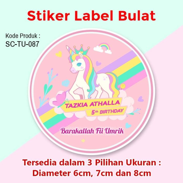 Jual Stiker Label Ulang Tahun Anak Tumpeng Mini/Kotak Nasi Unicorn - Kota Magelang - Tazkia ...