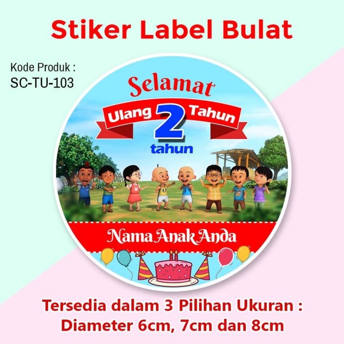 Jual Stiker  Label Ulang  Tahun  Anak Tumpeng Mini Kotak Nasi 