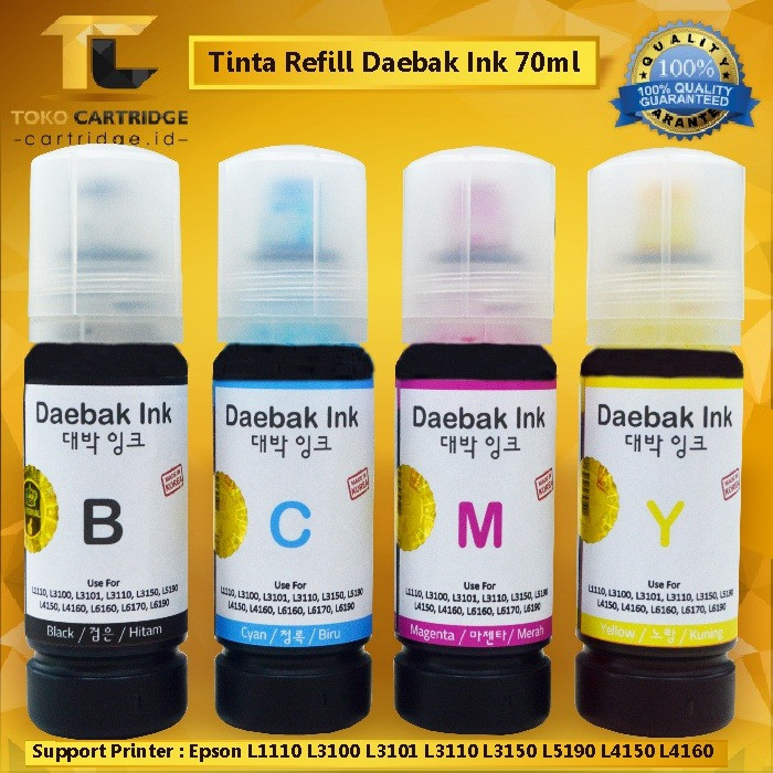 Jual Tinta Korea Daebak Ink Ori 003 Refill Printer Epson L1110 L3110 L3150 Hitam Kota