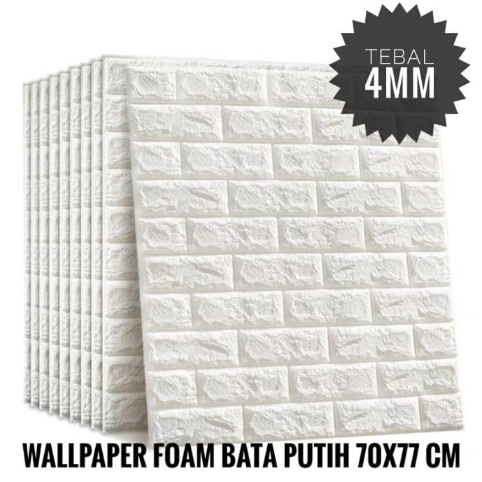 Jual WALLPAPER  DINDING STICKER FOAM  BATU BATA PUTIH 3D  