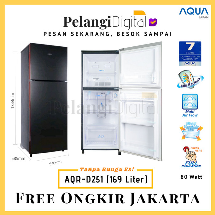 Jual Aqua Kulkas 2 Pintu Tanpa Bunga Es Low Watt 169 L Aqr D251 Ls Ds Dark Silver Jakarta Utara Pelangi Digital Tokopedia