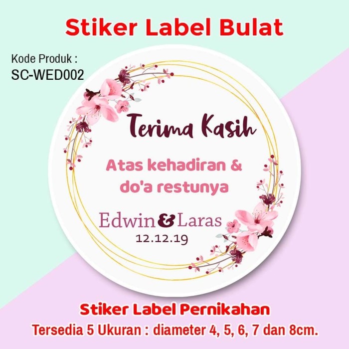 Jual Stiker Label Pernikahan Wedding Tumpeng Mini Souvenir