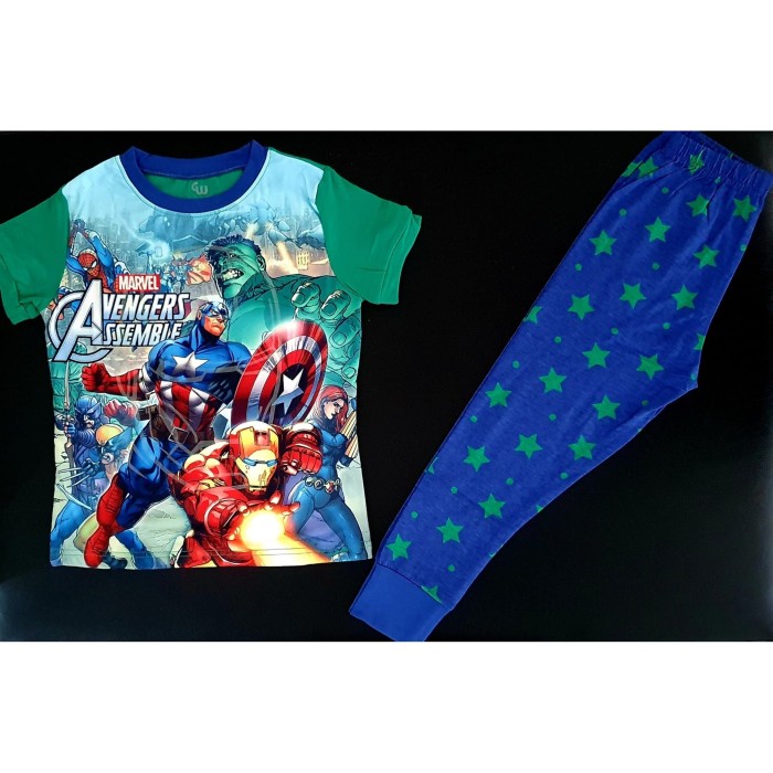 Jual Piyama GW baju  tidur  anak  laki laki Avenger Glow  in 