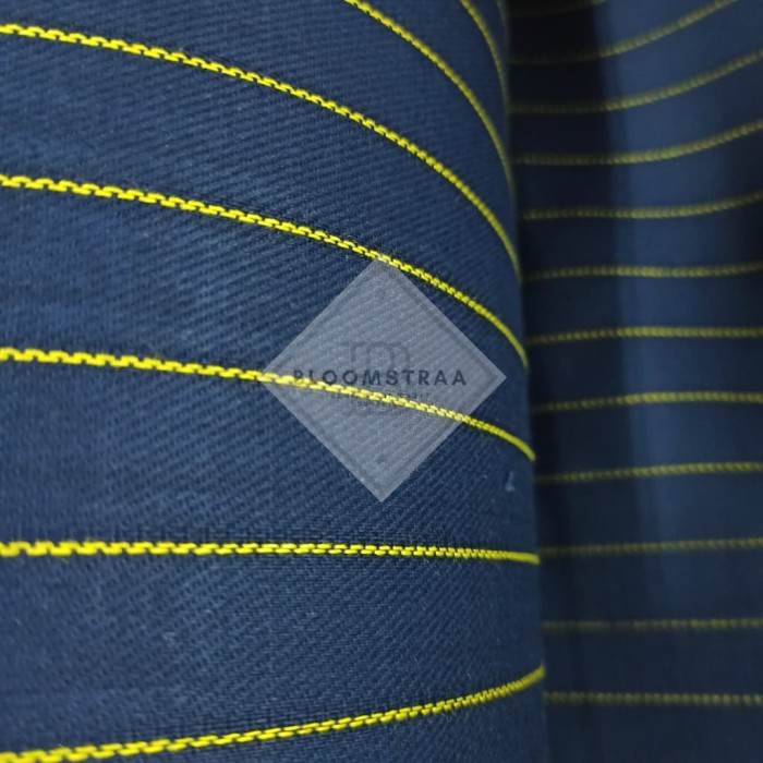 Foto Produk Bahan Kanvas Yarn Dyed Twill Stripe Navy Lis Kuning Kain Canvas Garis dari Bloomstraa
