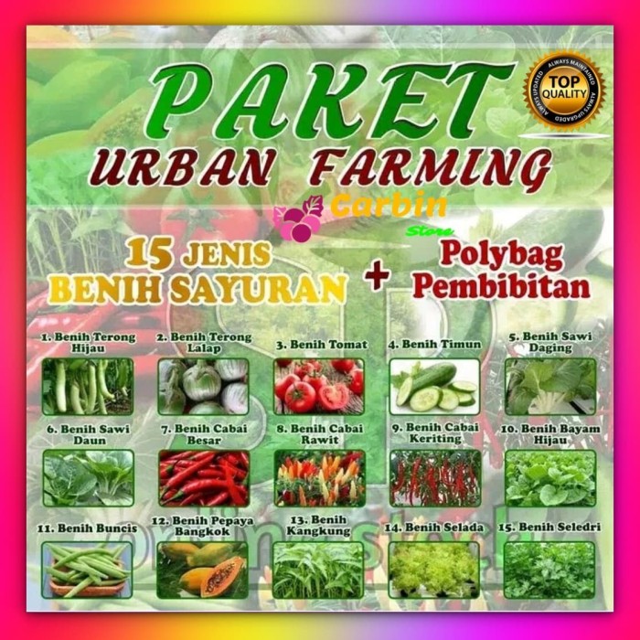 Jual Paket Benih Sayuran Eceran 15 Jenis Bonus Polybag ...