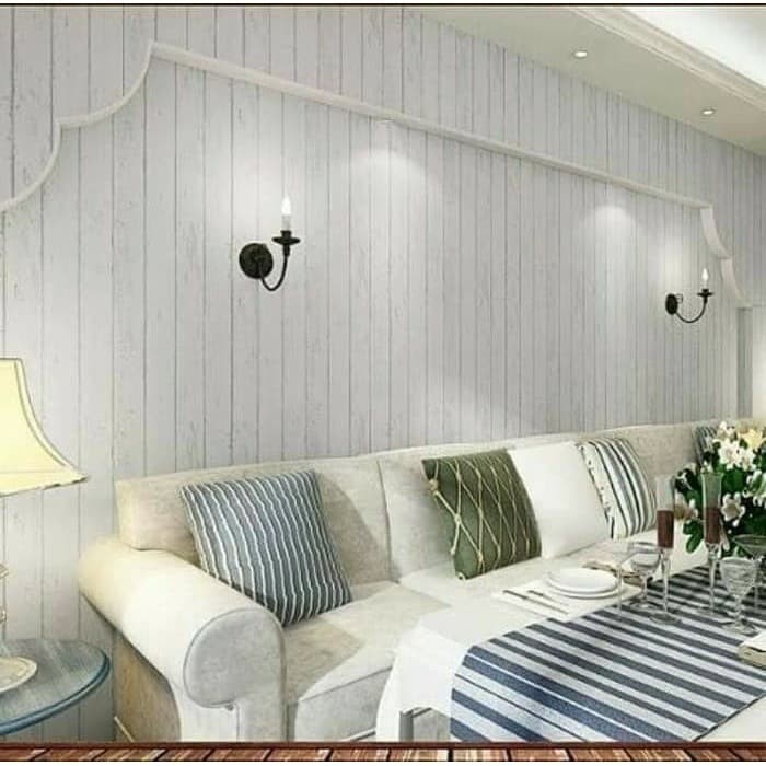 Jual WALLPAPER DINDING  3D KAYU  PUTIH  WALLPAPER STIKER 