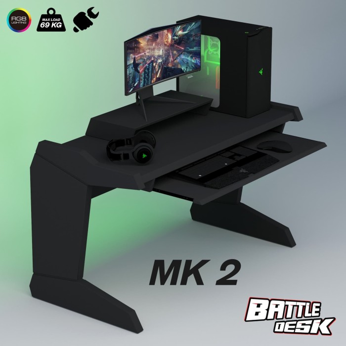 Jual Meja Komputer Gaming PC Desk RGB murah 128x68 