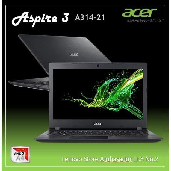 Jual ACER ASPIRE 3 A314-21 A4-9120e 4GB 256GB SSD 14HD 
