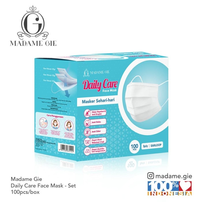 Download Jual Madame Gie Daily Care Face Mask Masker Earloop Anti Droplet Jakarta Barat Fit And Ori Tokopedia Yellowimages Mockups