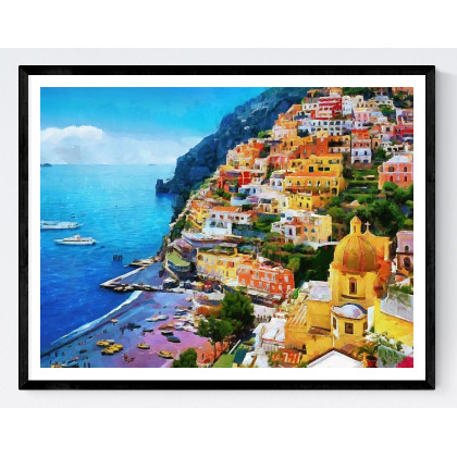 Jual Framed Wall Art Prints Dekorasi Lukisan Gambar Coastal In Italy V Kota Tangerang Selatan Qubic Art Tokopedia