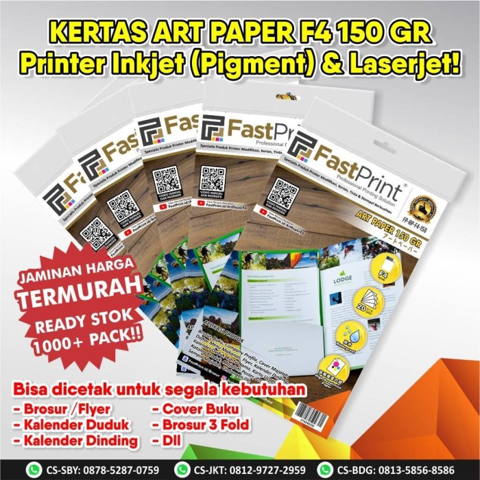 Jual Kertas Printer Art Paper Ukuran F4 150 Gram Kota Bandung Fast