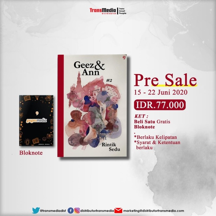 Jual Geez  Ann  2 Cover  Baru Rintik Sedu Gagasmedia 