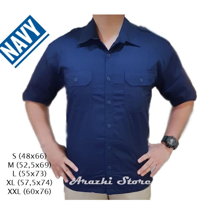 Jual Kemeja Pria Seragam PDH Navy Kemeja Pria Lengan