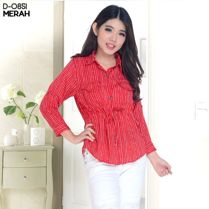 Jual Baju Kemeja  Wanita Lengan Panjang Blouse Cewek  Motif 