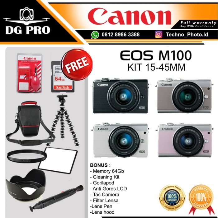 Jual CANON EOS M100 KIT 15-45MM HARGA PROMO - KAMERA CANON