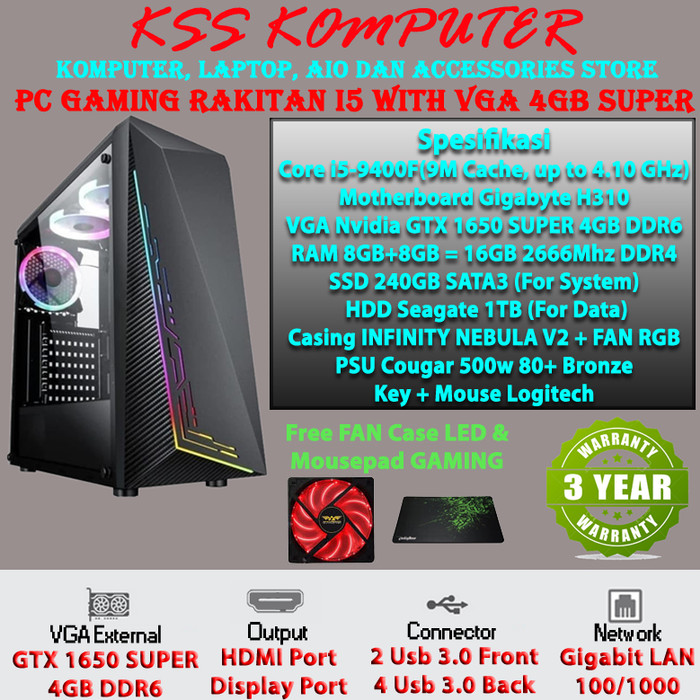 Jual Baru Komputer PC Rakitan i5 COMBO VGA GAMING SUPER 