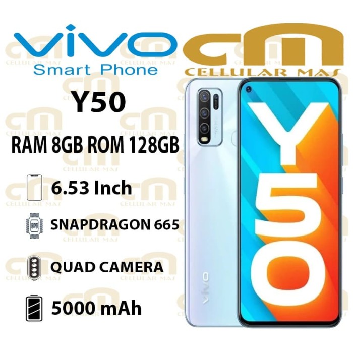 Jual Vivo Y50 8/128 RAM 8GB ROM 128GB GARANSI RESMI VIVO