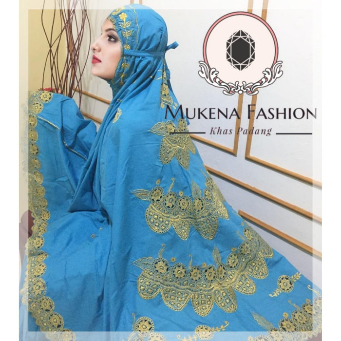 Jual Mukena  Bordir  Langsung Motif  Punggung Biru Muda 2 