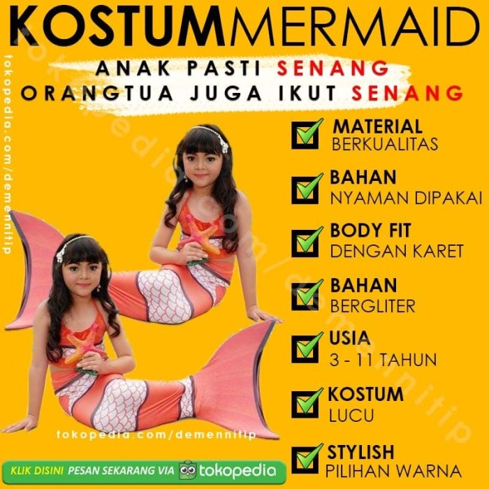 Jual HARGA  KOSTUM MERMAID TERMURAH  JUAL BAJU  PUTRI DUYUNG 