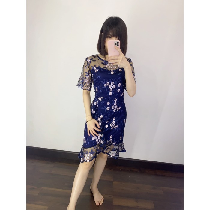 silver navy dress