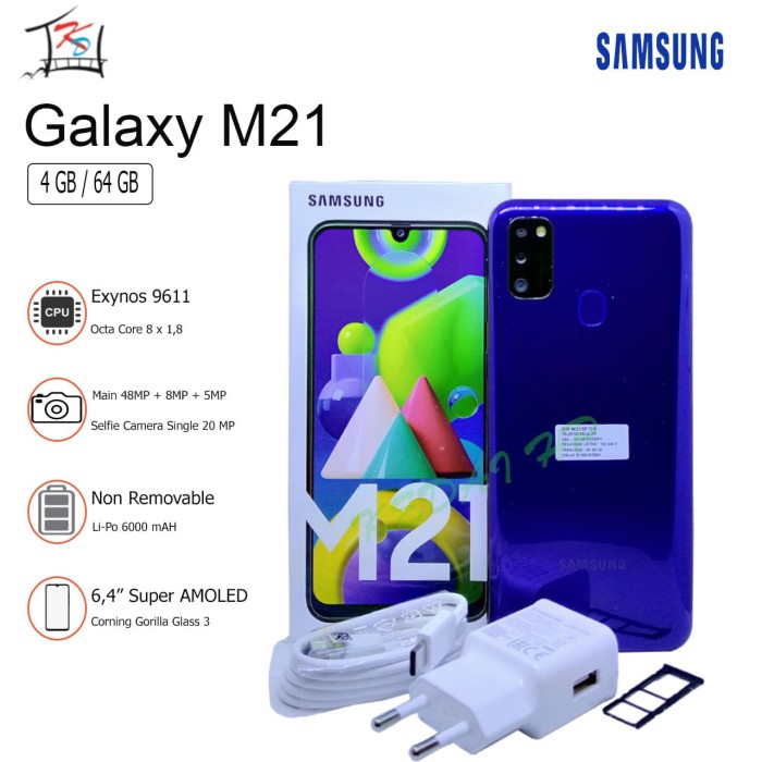 Jual SAMSUNG GALAXY  M21 4 64GB GARANSI RESMI Biru 