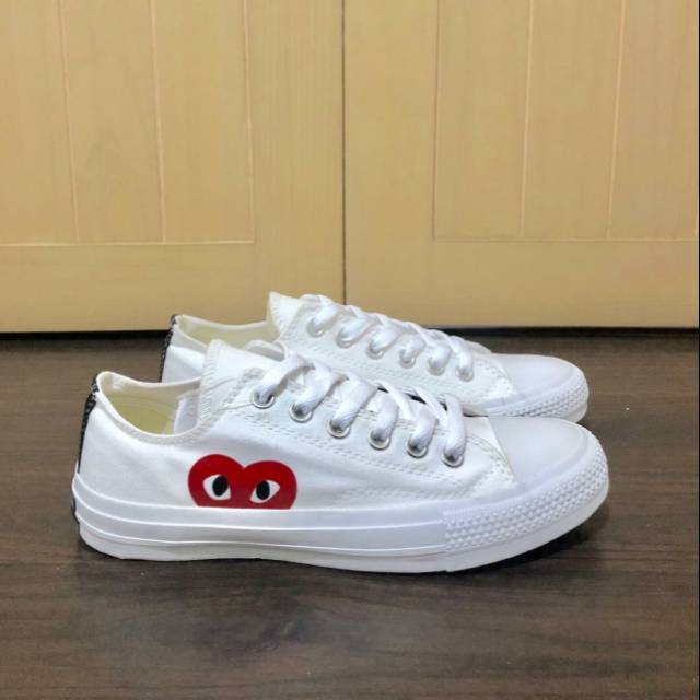 converse x cdg low white