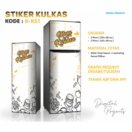 Jual Stiker  Kulkas  1 Pintu  dan 2  Pintu  motif  Makanan 